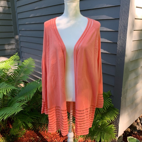 ✨3 for $30✨Peach Cardigan w/ Sheer Detailing NWOT - Picture 1 of 4